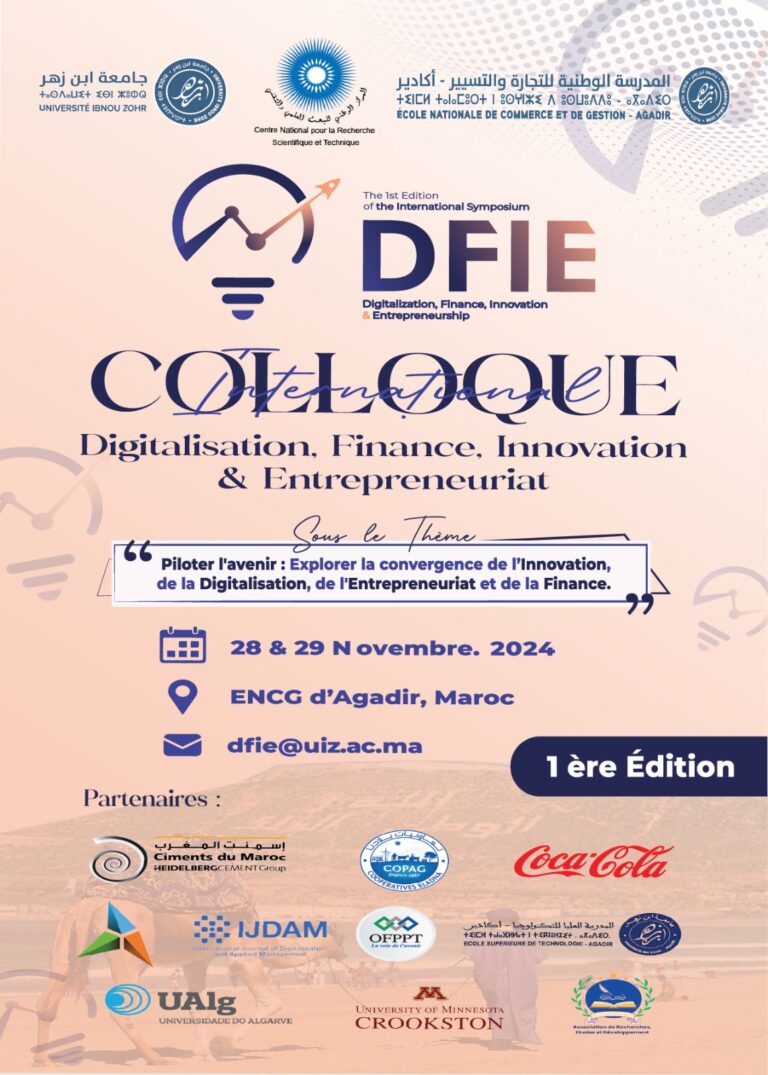 la 1ère Édition du Colloque International « Digitalisation, Finance, Innovation et Entrepreneuriat »