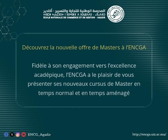 🎓 [NOUVEAU] Découvrez la nouvelle offre de Masters à l’ENCG Agadir